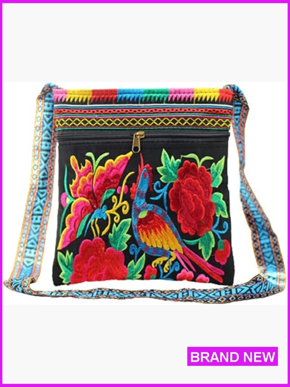 Vintage Embroidered Hobo Crossbody Bag Boho Ethnic Tribal Handbag Shoulder